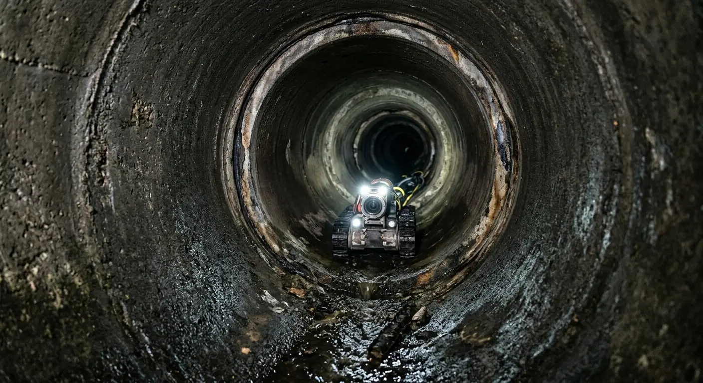 Robotic sewer camera inspecting pipe interior for Drain Snake Service in Berlin